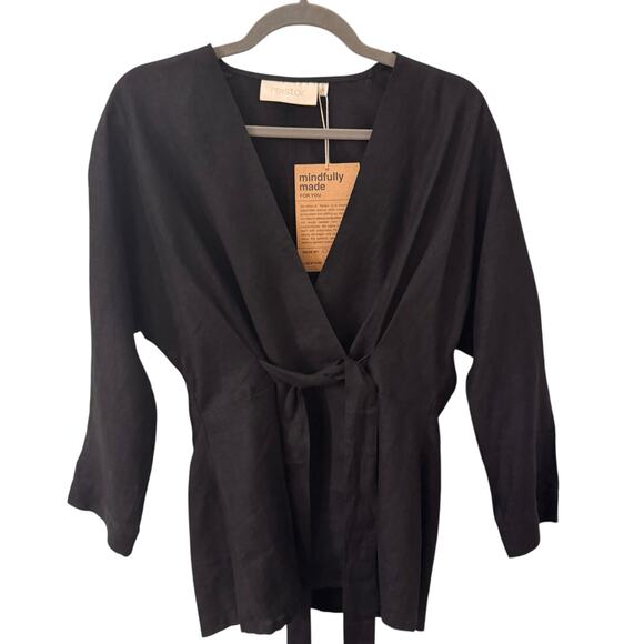 NWT Reistor Power Moves Shirt 100% Hemp Sustainable Lagenlook Black Top Size S - Picture 5 of 10